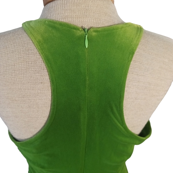 Vintage S/M Womens JSC Lime Green Halter Dress Velour Summer Short 80s/90s Y2K - Picture 4 of 8